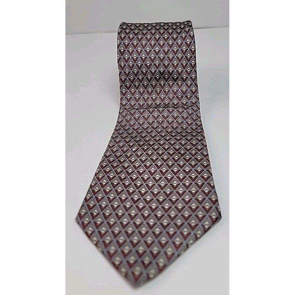 Vintage Metropolitan Museum of Art All Silk Necktie Red Blue Geometric Mens Tie